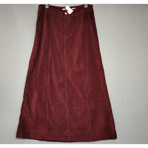 Wild Cat Maxi Skirt Womens M Burgundy Long Zig Zag Stitched Accent Modest New